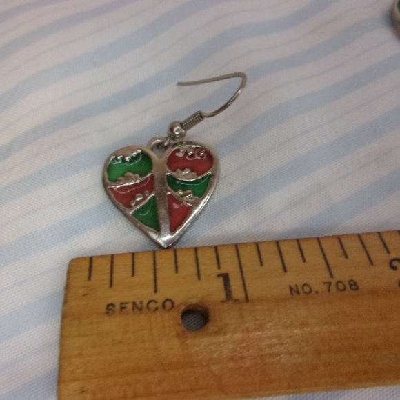 Stained Glass Heart Dangle Pierced Earrings - Picture 6 of 7